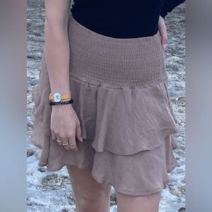 Elegant Brown Tiered Skirt